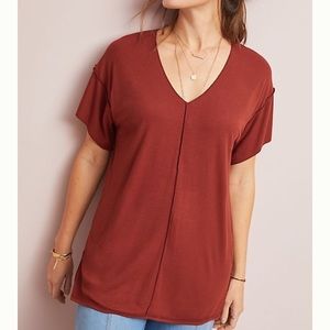 Anthropologie Bordeaux tunic top, red/brown, small